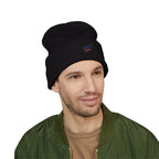 Embroidered Classic Cuffed Beanie — Minimal Night Sky Patch