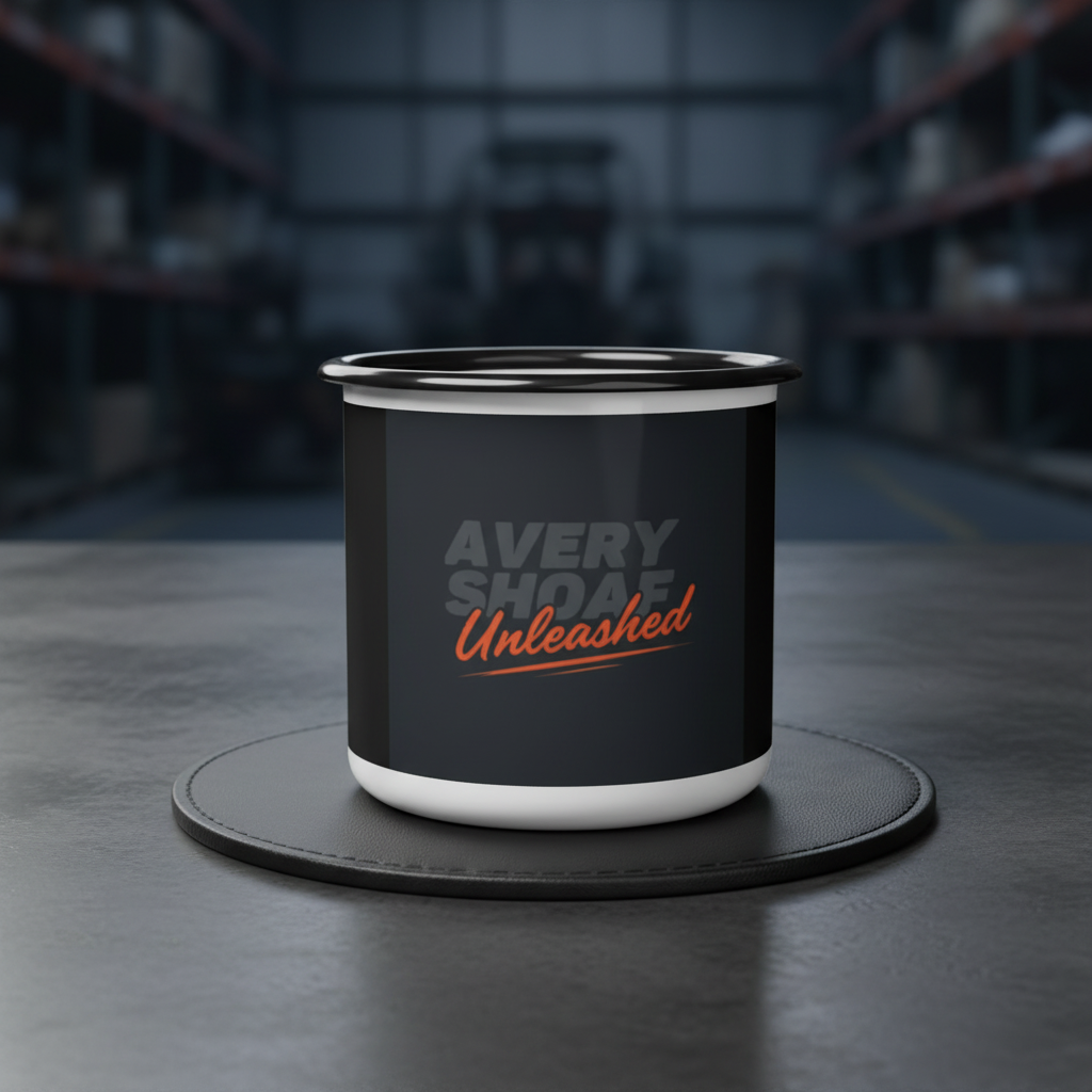 Enamel Camp Cup — 'Unleashed' Logo Outdoor Coffee Mug