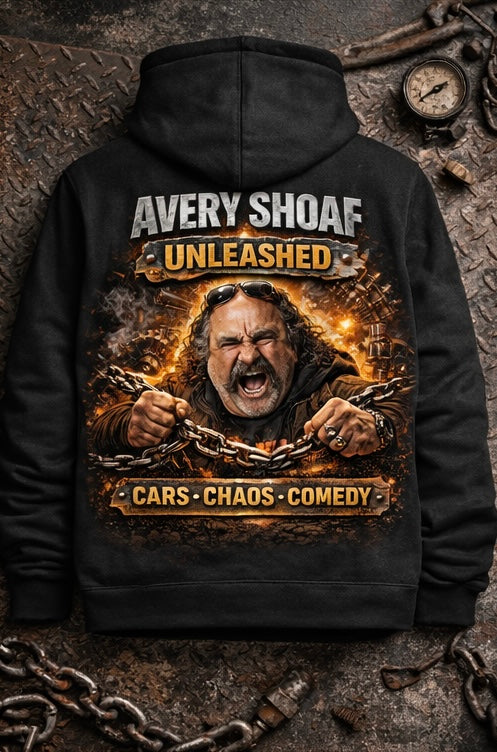 Champion Hoodie - Avery Shoaf Unleashed Graphic Hoodie (Cars Trains Comedy)