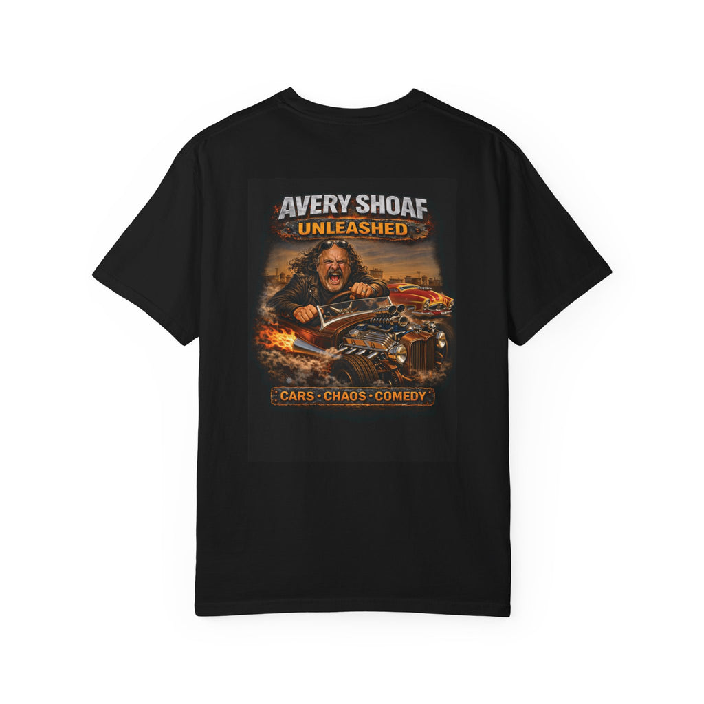 NEW: Official Avery Shoaf Unleashed T-Shirt — Cars, Chaos & Comedy Hot Rod Graphic Tee